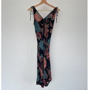 Vtg Y2K 90's ANGIE Rayon Asian Inspired Bias Cut Sleeveless Midi Dress Sz S